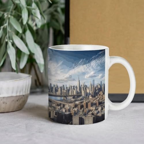 GHBNK Coffee Mug Large Porcelain Mug with Handle Ceramic Coffee Mug Personalized Mug Novelty Coffee Cup New York City Tea Cup Funny Mug for Office And Home