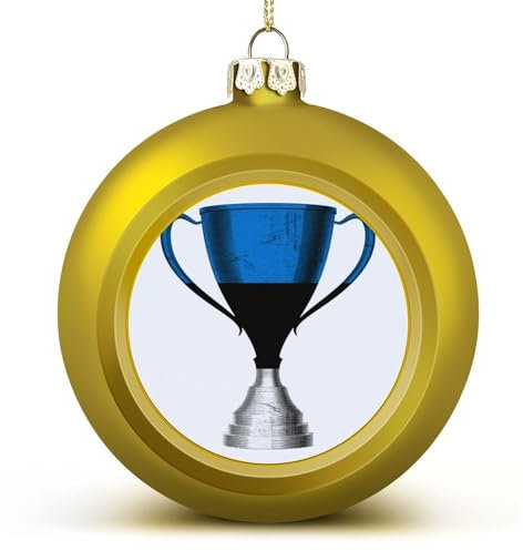 Goldene Trophäen, Estland-Flagge, Weihnachtskugel, Ornament, Pokal, Estland-Flagge, Weihnachtskugel, hängende Ornamente, Andenken, Souvenir für Weihnachtsbaum, Dekoration, saisonale