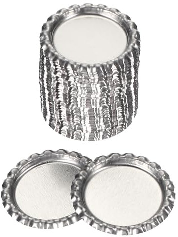 PATIKIL 100 Pieces Bottle Caps for Crafts, 1 Inch Decorative Double Sides Printed Flat Bottle Caps Bulk for DIY Pendants Scrapbooks Badge, Silver Tone