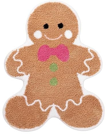 Ancsttu Lebkuchen Badematte Weihnachtsteppich Süßer Lebkuchen Weihnachts Badteppich Badezimmerteppich Badvorleger rutschfest Waschbar Duschvorleger Teppich Fußmatte Für Badezimmer, 3 Größe