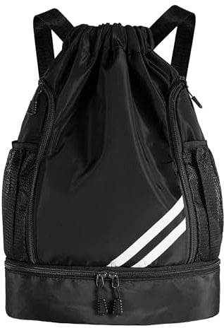 GIBOHOM Sac à Cordon de Sport, Sac de Sport Imperméable avec Compartiment à Chaussures, Sport de Grande Capacité sac a dos de voyage pour Bouteille d'eau pour Voyage Gym Plage Piscine