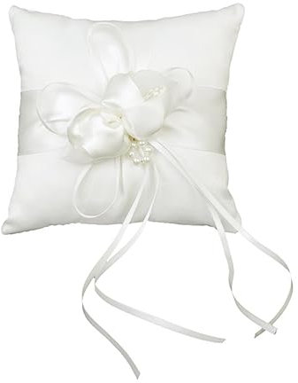 COLLBATH Blumen Buds & Kunstperlen Ringkissen Für Hochzeiten Pocket Ring Pillow Mit Ribbons Für Braut Und Trauzeugen Elegante Hochzeitsdekoration