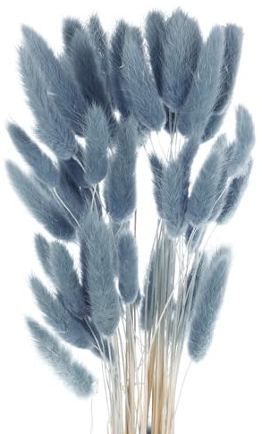 QUARKZMAN 100 Pz Erba Finta di Pampas, 17/43cm Decorazione di Erba di Pampa Finta per Soggiorno, Festa, Vaso da Parete, Decorazione per Matrimoni, Grigio Blu