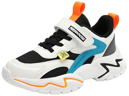 Chaussures de course été automne et hiver Mesh respirant lacets réglables moyens et grands chaussures de sport décontractées pour enfants garçons 35, Orange, 35