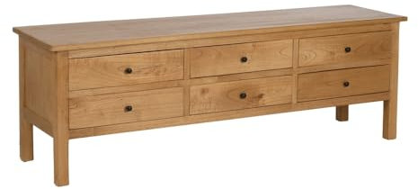 LOLAhome Mueble TV 6 cajones de Madera Mindi Natural de 180 cm
