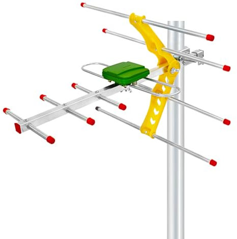 Outdoor Digital TV Aerial for Freeview – Long Range Antenna for 4K/1080P HD Reception, UHF/VHF Signal, Designed for UK Weather, Indoor Attic or Outdoor Setup, 8m Coax Cable (No Mounting Pole)