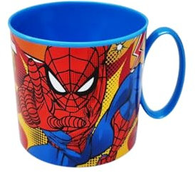 CUCUBA Taza de plástico Spiderman con asa para niños, 265 ml
