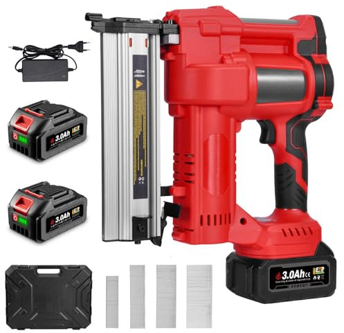 ONEVAN Akku Nagelpistole & Elektrotacker 20V (2-in-1 Set), Inkl. 2X 3.0Ah Akku & Koffer, Elektro Nagler für Nägel 15-50mm & Klammern 10-40mm, Tacker Elektrisch mit licht für Heimwerker & Profis