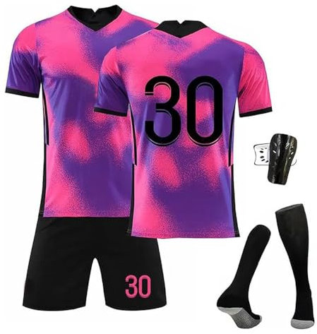 duzhengzhou FußBall Trikot Trikot Für Kinder und Erwachsene FußBalltrikot Set Mit Socken Knieschoner(MEIS,S)