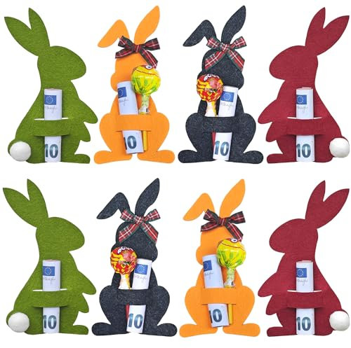 YBwanli Geldgeschenk Ostern Verpackung,Ostergeschenke Erwachsene/Kind,Perfekt zum Verpacken von Ostergeschenken mit Geldscheinen, Bunte Geldgeschenkverpackung mit Hasen-Dekoration für Osternester