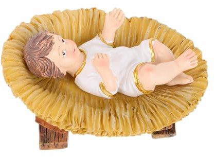 PartyKindom Jesuskind Krippe Aus Kunstharz Tischdeko Religiöse Figur Für Zuhause Und Büro Jesuskind-skulptur Für Weihnachtsdekoration