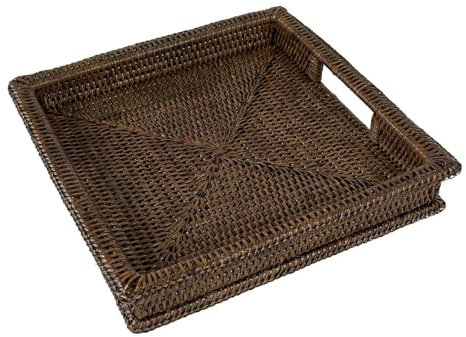 LA PORCELLANA BIANCA - Botanio Marrone Vassoio Quadrato 30x30x5 cm, Rattan