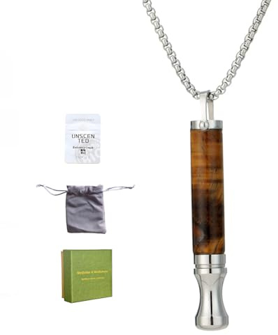 Andningshalsband med tigerögesten och aromaterapi | 70 cm kedja i rostfritt stål | Meditations- och mindfulnessverktyg för lugn, sömnmedel, ångest och stresslindring
