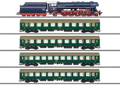 Märklin H0 - Museumszug (Dampflokomotive „Albatros“ mit Vier Personenwagen) - mfx+ Digital-Decoder - Sound, Licht & Rauch - Filigrane Metallkonstruktion – Epoche VI - 26498
