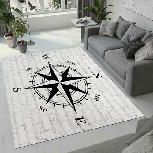 MARBRE Maritim Teppich Wohnzimmer Schlafzimmer 3D Maritim Teppiche rutschfest Waschbarer Kurzflor Teppich Grösse 120x160 cm Flauschig Weich Soft Home Outdoor Carpet Matte(Image 4-1)