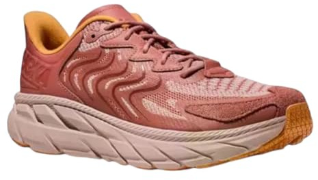 HOKA All Gender Clifton Lifestyle Shoes, Earthenware/Peach Whip, 9 Women/8 Men