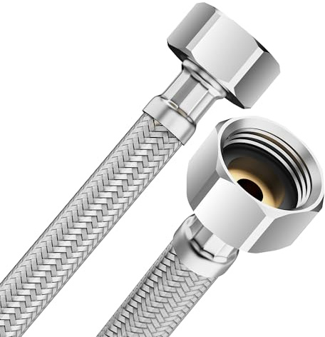 YUANNY Tuyau flexible 3/8 Femelle Raccord des deux côtés - Tuyau EPDM tressé acier inox, Flexible sanitaire Pour robinet, robinet d'angle, lavabo, cuisine, salle de bain, toilettes WC - 50CM
