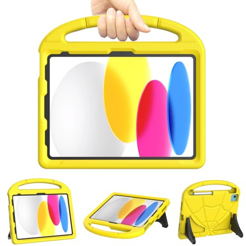 Kids Case for iPad (A16) 11th Generation 11inch 2025/iPad 10th Generation 10.9 inch 2022, Mansiruyi Shockproof Handle Stand iPad 10.9 inch/11 inch Case for kids -Yellow