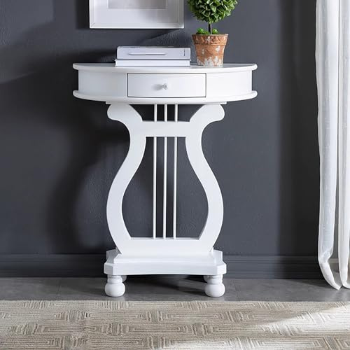 MTSYXYM Consolle a mezzaluna in legno massello per ingresso,Tavolo Stretto da Ingresso,Facile da pulire, con superficie liscia, superficie ampia,per corridoio, soggiorno.(White)