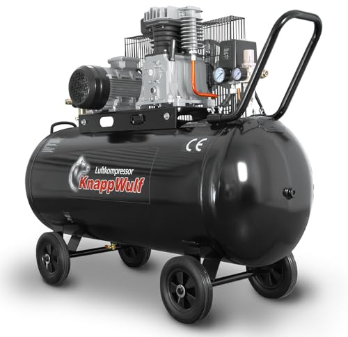 KnappWulf Kompressor 200L Kessel, 400V, 352L/min, 10 Bar, 4PS, 78dB Druckluftkompressor Luftkompressor KW3700 inkl. Wasserabscheider 4 Schnellkupplungen
