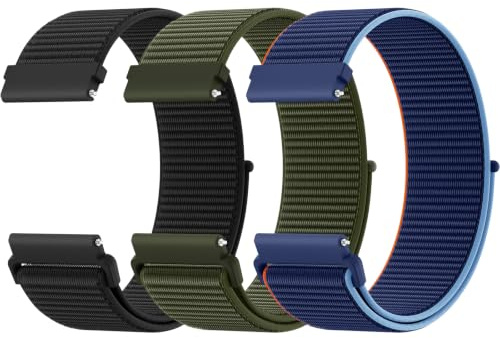 Higgs 22mm Bracelet Nylon Compatible avec Xiaomi Redmi Watch 5 Active/5Lite | 3 pack,Poignets élastiques et respirants,Réglage La fermeture velcro,doux et,pour Garmin Forerunner 265/255/Amazfit GTR 3