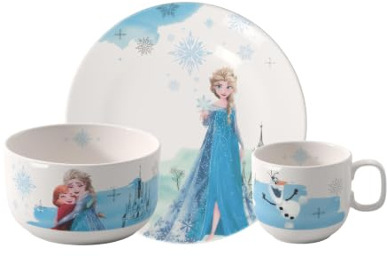 Villeroy & Boch – Disney Frozen ensemble de vaisselle pour enfant, 7 pièces, garanti lave-vaisselle, résistant au four à micro-ondes, vaisselle et couverts de table pour enfant, porcelaine Premium