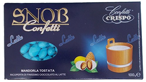 CONFETTI CRISPO CELESTE SNOB MANDORLA TOSTATA RICOPERTO DI CIOCCOLATO AL LATTE CONFEZIONE DA 1000 GR. BOMBONIERE - Il pacchetto può variare