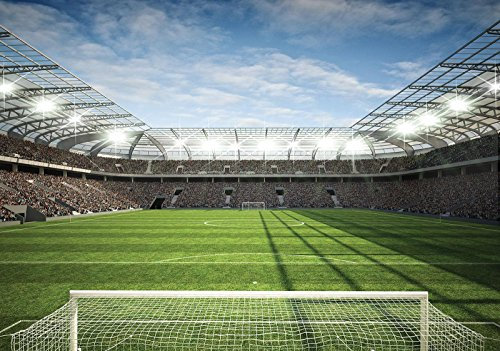 Forwall - Vlies Fototapete Kinderzimmer 368x254 cm Fussballstadion Fussball Sport Jugendzimmer Jungs - Fototapeten Tapeten für Kinder Kindertapete - Vliestapete Wandtapete Tapete 3D Effekt