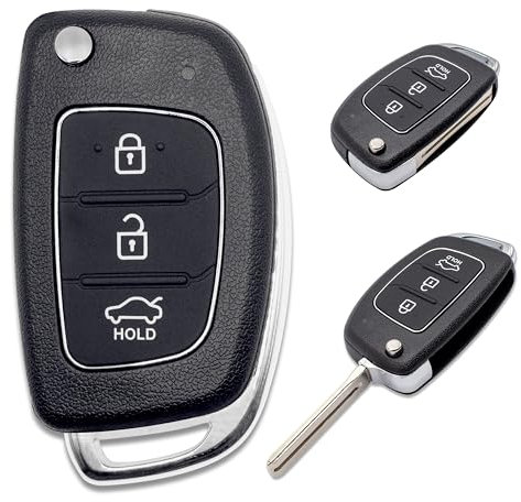 Autoschlüssel für Fernbedienung Hyundai 3 Tasten Schwarz kompatibel mit i20 i30 i40 ix20 ix30 ix35 ix45 ix55 Tucson Santa Fe Elantra Accent