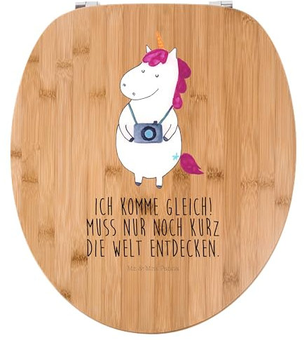 Mr. & Mrs. Panda Motiv WC Sitz Einhorn Fotograf - Geschenk, WC-Sitz, Kurztrip, Kamera, Klobrille, Toilette, Einhörner, Klodeckel, Unicorn,