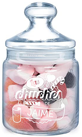 CALLE DEL REGALO Tarro de cristal personalizado para guardar ‘chuches’ grabado con nombre