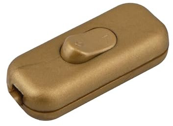 Interruptor Torpedo Conmutador en Línea de Perfil Bajo, 2 Amperios, Doble Polo, Uso de 2 o 3 Núcleos Flex ElekTek, Color Dorado