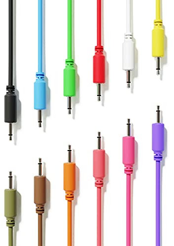 ExcelValley - 12-Pack - Mono Modular Patch Cables - TS 3.5mm 1/8 Eurorack Synthesizer [30 cm - 12]