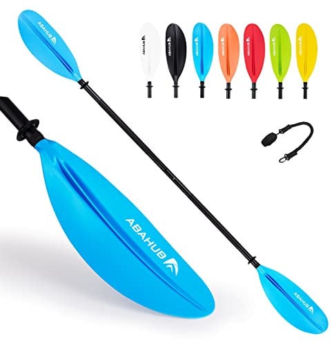 Abahub 218/230/241cm Kajak Paddel Aluminium Doppelpaddel mit Paddelleine für Kajakfahren Ruderboot Kanusport Aluminiumlegierungs Schaft Kunststoff Klingen Schwarz/Weiß/Rot/Blau/Grün/Orange/Gelb