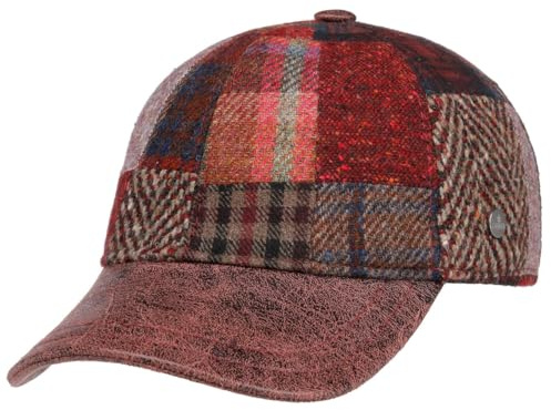 LIERYS Patchwork Woll Baseballcap Stoffcap Strapback Made in Italy Herren Herbst Winter rot L/XL (58-60 cm)