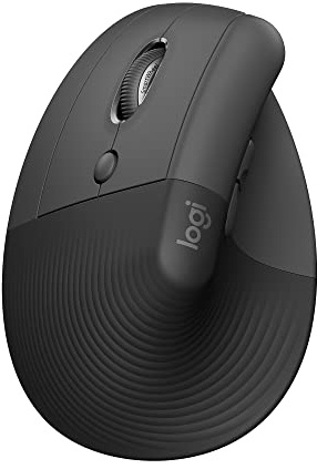 Logitech Lift Vertical Ergonomic Mouse, Left-Handed, Wireless, Bluetooth or Logi Bolt USB, Quiet Clicks, 4 Buttons, Compatible with Windows/macOS/iPadOS, Laptop, PC - Graphite