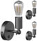ledscom.de 3 Stück Vintage Wand-Leuchte FETRO Schalter, schwarz, schwenkbar + LED Lampe 240lm, extra-warmweiß