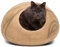 MEOWFIA Katzenbett Höhle – katzenhöhle umweltfreundliche Betten aus 100% Merinowolle für Katzen und Kätzchen (Beige, L)