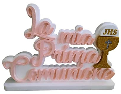 Centro tavola Festone Polistirolo La Mia Prima Comunione con Calice colore Rosa 50x28x5cm festa party