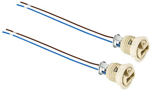 PATIKIL G9 Lumière Base Prise, 2 Paquet Céramique Lampe Support Connecteur Éclairage Remplacement avec 140mm Câble Fil pour Halogène Incandescent LED Lumière Ampoule