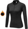 WOWENY Fleecepullover Damen Fleece warm Laufshirt Langarm mit Stehkragen Atmungsaktive Langarmshirt Sportshirt Fitness Shirt Hoodies Outdoor Winter Schwarz XL