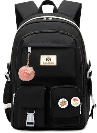 LIGUL Laptop Backpacks 15.6 Inch School Bag College Backpack Anti Theft Travel Daypack Large Bookbags for Teens Girls Women Students (Black, L)