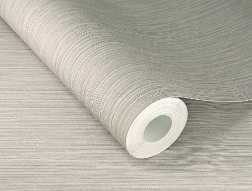 Rasch Tapete 537680 - Hellgraue Vliestapete mit feiner Linien-Struktur, Kollektion Curiosity - 10,05m x 0,53m
