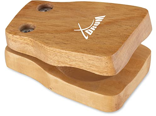 XDrum CK-S Cajon Kastagnette Small, Kastagnette aus Holz, Kleine Ausführung | Klettstreifen auf der Rückseite, Schrauben einstellbar, Hoher Ton, Größe: ca. 6, 5 x 4, 5 cm, Kleine Ausführung = hoher Ton