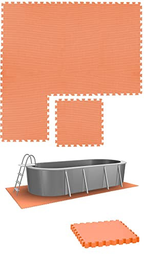 eyepower 8 Grandes Dalles : 1,9m² Tapis Piscine Hors Sol - 50 x 50 cm Dalle Mousse Exterieur - Bache Dessous de Piscine - Tapis de Sol Piscine Hors Sol Dalle Mousse Spa Tapis Puzzle