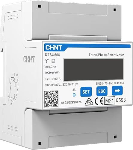 Solarsys - Compteur Électrique Triphasé CHINT DTSU666, 3-Phase Smart Meter avec Certificat MID, Pour la Facturation D'électricité, Système PV Solaire, Chargeur Voiture Électrique