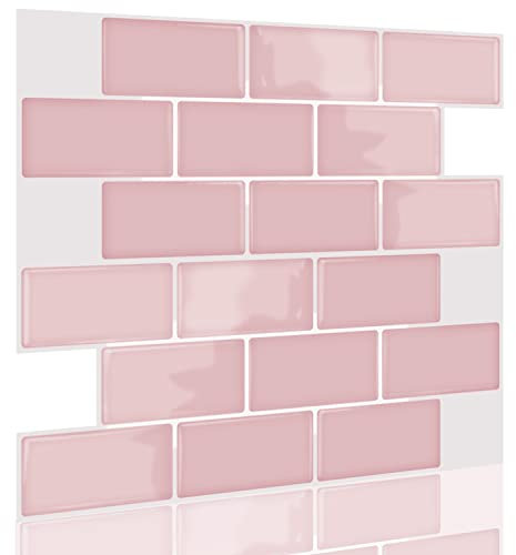 Neukids 10 Stück fliesenaufkleber Kirschblüte rosa Küchenrückwand Klebefliesen 3D selbstklebende Fliesen Wasserdicht ölfest Küche Bad Waschküche Wohnmobile Fliesendekor