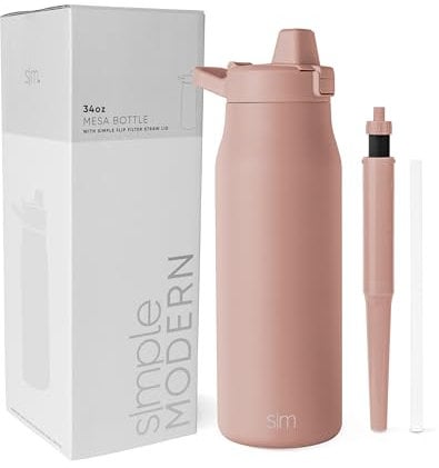 Simple Modern Filtered Water Bottle | Insulated Stainless-Steel Carbon Filter Travel Water Bottles | Reusable for Clean Drinking Water On The Go | Mesa Collection | 34oz, Mauve Me