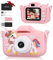 Appareil Photo Enfant, 2.0 Pouces Appareil Photo pour Enfants Numérique, Mini Caméra Enfant Rechargeable Caméscope Cadeau Jouet Filles Garçons de 3 à 12 Ans, vidéo HD 1080p, 32G SD Carte (Rose)