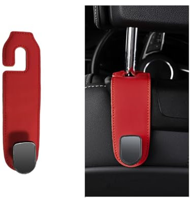 Kewucn Autositz-Kopfstützenhaken, 1 Stück, Leder-Rücksitz-Haken, Aufbewahrungs-Organizer, multifunktionale Autositz-Haken für Geldbörse, Handtasche, Mantel, Regenschirm, universelles Innen-Autozubehör